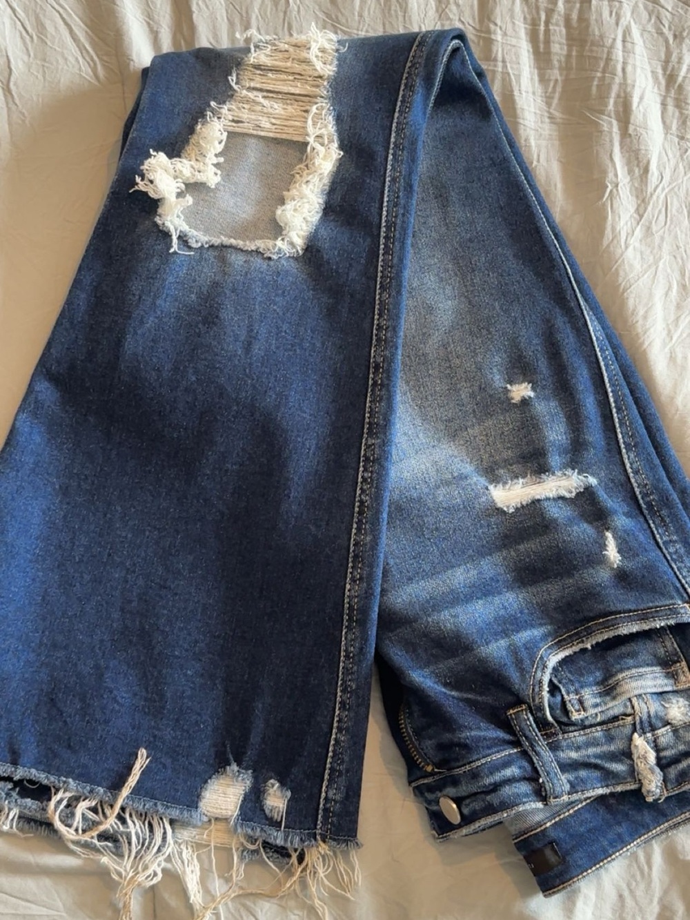Flying Monkey Dark Blue Distressed high rise flare Jeans
